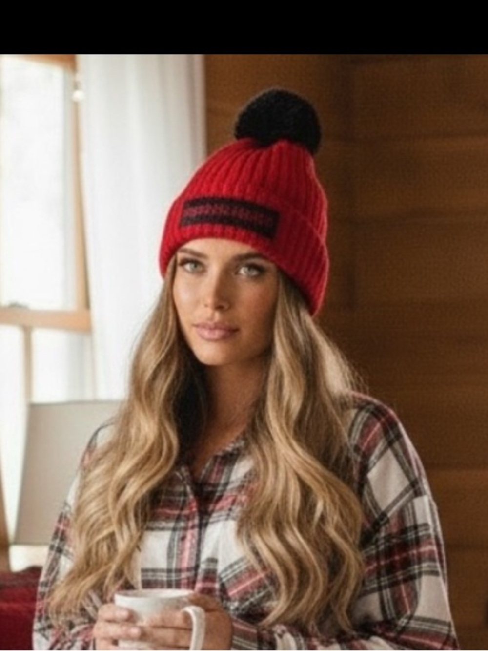Victoria’s Secret | NWT Red logo ribbed knit beanie
